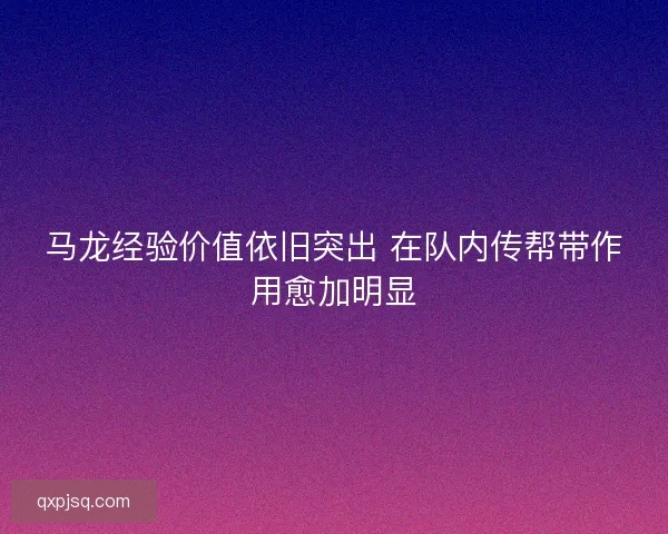 马龙经验价值依旧突出 在队内传帮带作用愈加明显